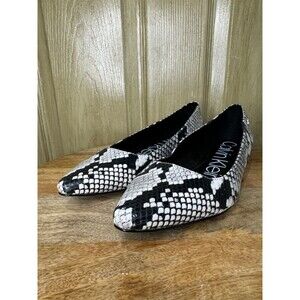 Calvin Klein Women's Snake-Print Flats Pointed Toe size 6 Slip On, MARJON